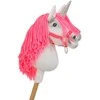 Vienaragis Hobby Horse lazdoje su neonine rožine karčiene ir sidabriniu ragu