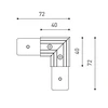 Vienos plokštumos magnetinių bėgelių kampinis sujungimas TRACK 48V SURFACE SHORT, 72mm