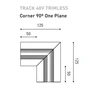 Vienos plokštumos magnetinių bėgelių sujungimas TRACK 48V, 125mm, L formos
