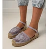 Violetinės ažūrinės espadrilės sandalai su dirželiu