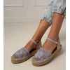 Violetinės ažūrinės espadrilės sandalai su dirželiu