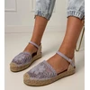 Violetinės ažūrinės espadrilės sandalai su dirželiu