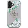 Dėklas Guess Grained Roses Big 4G logo Apple iPhone 16 violetinės spalvos