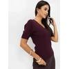 Violetinis megztinis su V formos iškirpte
