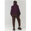 Violetinis oversized megztinis su golfu Makadamia