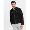 Vyriška juoda retro stiliaus biker striukė su stata apykakle