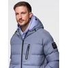 Vyriška pašiltinta puffer striukė su gobtuvu, šviesiai mėlyna