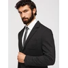 Vyriškas juodas slim fit švarkas su tekstūriniu trikotažu