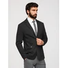 Vyriškas juodas slim fit švarkas su tekstūriniu trikotažu