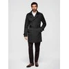 Vyriškas slim fit trench paltas su diržu, juodas