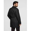 Vyriškas slim fit trench paltas su diržu, juodas