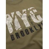Vyriški alyvuogių spalvos marškinėliai ilgomis rankovėmis su „NYC Brooklyn“ printu