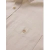 Vyriški kreminiai lininiai marškiniai ilgomis rankovėmis su kišenėmis