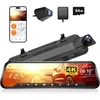 WOLFBOX veidrodinė automobilinė kamera 4K, Wi-Fi 5.8 GHz, GPS, priekinė ir galinė, G930