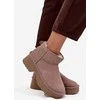 Women's Snow Boots Made of Natural Suede Lined with Fur Khaki Milora