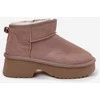 Women's Snow Boots Made of Natural Suede Lined with Fur Khaki Milora