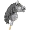 Žaislinis arkliukas ant lazdos vaikams A5 pilkai margas