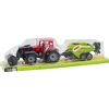 Lean Toys Raudonas traktorius su krautuvu ir presu
