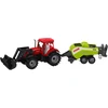 Lean Toys Raudonas traktorius su krautuvu ir presu