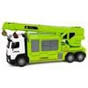 Lean Toys Sunkvežimis su kranu ir transporto platforma žalia 4 vnt.