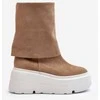 Zazoo 3410 Suede Moterų batai ant stambios platformos smėlio spalvos