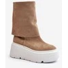 Zazoo 3410 Suede Moterų batai ant stambios platformos smėlio spalvos