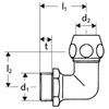 Alkūnė DN1/2" x Ø 10 Schell, išorinis pajungimas, su veržle