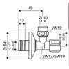 Kampinis ventilis Schell, 1/2'' x 3/8'', greito montavimo