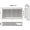 Radiatorius Purmo Compact C 22, 500-1600, pajungimas šone
