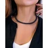 Handmade Minimalistinis rankų darbo choker'is iš tamsiai mėlynų gėlavandenių perlų
