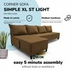 Meb Podrez Didelis kampinis sofos lovos komplektas be porankių Simple XL St Light Rudo spalvos