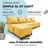 Meb Podrez Didelis kampinis sofos lovos komplektas be porankių Simple XL St Light Geltona