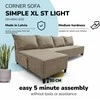 Meb Podrez Didelis kampinis sofos lovos komplektas be porankių Simple XL St Light Smėlio spalvos