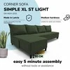 Meb Podrez Didelis kampinis sofos lovos komplektas be porankių Simple XL St Light Turkiu žalia