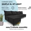 Meb Podrez Didelis kampinis sofos lovos komplektas be porankių Simple XL St Light Grafito