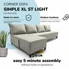 Meb Podrez Didelis kampinis sofos lovos komplektas be porankių Simple XL St Light Šviesiai pilka