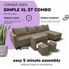 Meb Podrez Didelis kampinis sofos komplektas su staliuku ir pufais Simple XL St Combo Smėlio spalvos