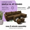 Meb Podrez Didelis kampinis sofos komplektas su staliuku ir pufais Simple XL St Combo Rudo