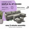 Meb Podrez Didelis kampinis sofos komplektas su staliuku ir pufais Simple XL St Combo, Šviesiai pilka