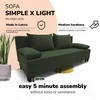 Meb Podrez Dvivietis išskleidžiamas sofa Simple X Light, be porankių, Podrez,, turkio žalia