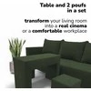 Meb Podrez Dvivietis išskleidžiamas sofa su staliuku ir pufais Simple X Combo,, Podrez,, turkio-žalia
