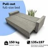 Meb Podrez Dvivietis išskleidžiamas sofa su staliuku ir pufais Simple X Combo,, Podrez,, šviesiai pilka