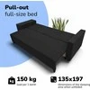 Meb Podrez Dvivietis išskleidžiamas sofa su staliuku ir pufais Simple X Combo,, Podrez,, grafito
