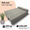 Meb Podrez Dvivietis išskleidžiamas sofa Simple X Light, be porankių, Podrez,, šviesiai pilka