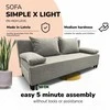 Meb Podrez Dvivietis išskleidžiamas sofa Simple X Light, be porankių, Podrez,, šviesiai pilka