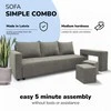 Meb Podrez Dvivietis išskleidžiamas sofa su staliuku ir pufais „Simple Combo“, „Podrez“, šviesiai pilka