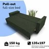 Meb Podrez Dvivietis išskleidžiamas sofa su staliuku ir pufais Simple X Combo,, Podrez,, turkio-žalia