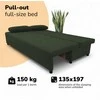 Meb Podrez Dvivietis išskleidžiamas sofa „Simple Light“ be porankių, „Podrez“, turkio žalia