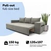 Meb Podrez Dvivietis išskleidžiamas sofa su staliuku ir pufais „Simple Combo“, „Podrez“, šviesiai pilka