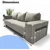 Meb Podrez Dvivietis išskleidžiamas sofa su staliuku ir pufais Simple X Combo,, Podrez,, šviesiai pilka